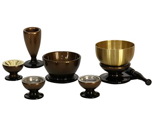 家具調仏具5点セット「このはな 小サイズ」五具足+おりんセット コハクボカシ 小