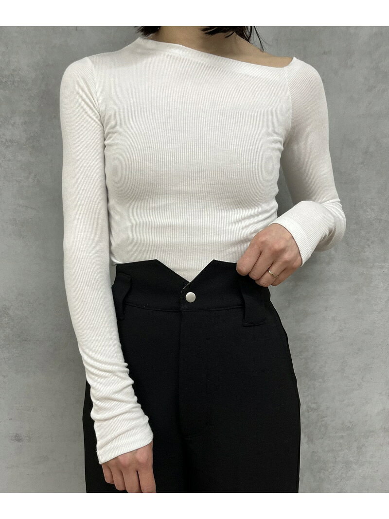 One shoulder rib Tee PAL GROUP OUTLET パル グループ アウトレット トップス カットソー・Tシャツ ホワイト