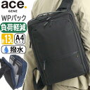 エース ジーン ビジネスリュック メンズ ace.GENE 正規品 WPパック 負荷軽減タイプ ビジネス バッグ リュック 2気室 13.3インチ PC対応 PC収納 A4 通勤 通勤用 軽量 かばん 仕事 出張 洗える背面パッド 撥水 バーテクトポケット ブラック 13L 67191