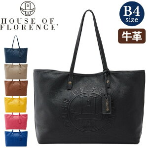 トートバッグ HOUSE OF FLORENCE ハウスオブフローレンス 牛革トート 手提げ 手持ち バッグ かばん 通学 通勤 おしゃれ 人気 大人 きれいめ シンプル ロゴ ブランド イタリアンレザー ブラック 黒 B4 A4 ギフト Primo 002023C1