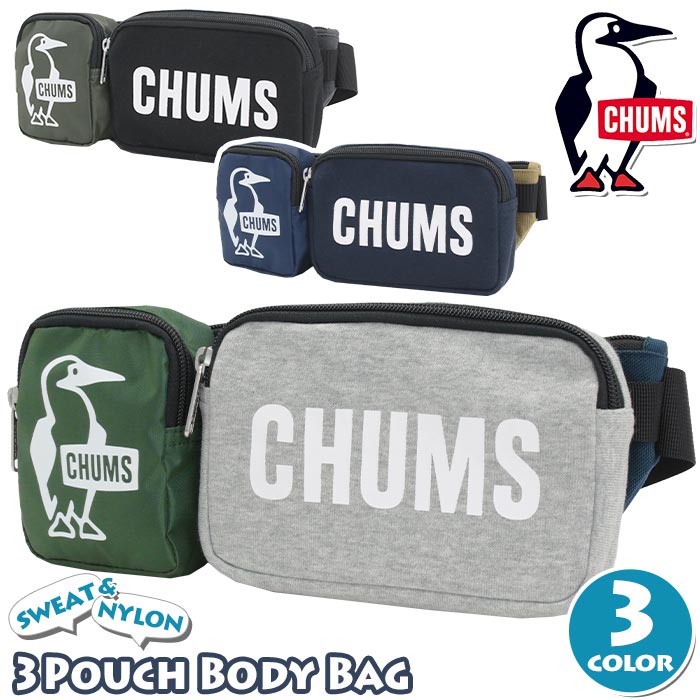 CHUMS `X {fBobO 2024 t V Ki EGXgobO EGXg|[` qbvobO qbv|[` {fB obO Jo |[` TuobO fB[X Y U AEghA Vv JWA ubN   3 Pouch Body Bag Sweat Nylon CH60-3457