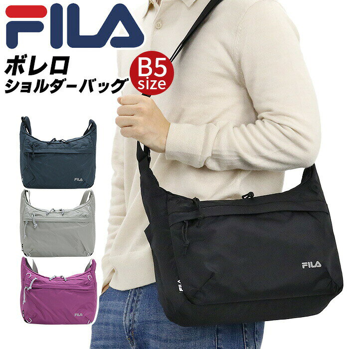 乐天商城 - FILA フィラ ショルダーバッグ FILA バッグ コンパクト B5 軽量 肩掛け 斜め掛け カジュアル スポーティ ラウンドショルダー かばん メンズ レディース 50代 60代 70代 散歩 おしゃれ 人気 お出掛け 旅行 フェス ブラック シニア ボレロ 7877