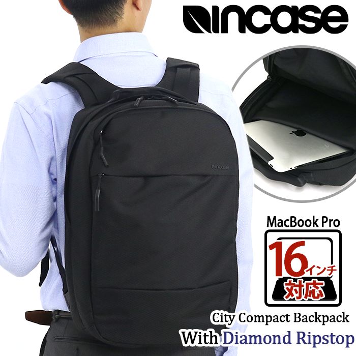リュック メンズ Incase インケース リュックサック デイパック ビジネスバッグ 通勤 通勤用 黒 かばん A4 MacBook Pro 16インチ PC対応 Apple PC収納 人気 シティ コンパクト バックパック ウ…