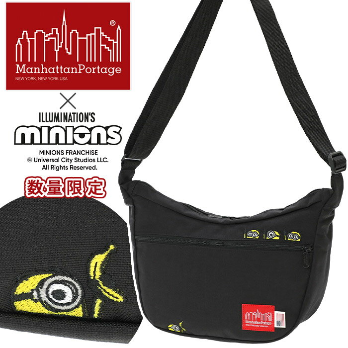 乐天商城 - ショルダーバッグ マンハッタンポーテージ ManhattanPortage 限定モデル ミニオン 正規品 ミニショルダー ショルダー バッグ カバン 斜め掛け 肩掛け メンズ レディース 男女兼用 サブバッグ B5 ブラック 黒 シンプル MP2409MNOS