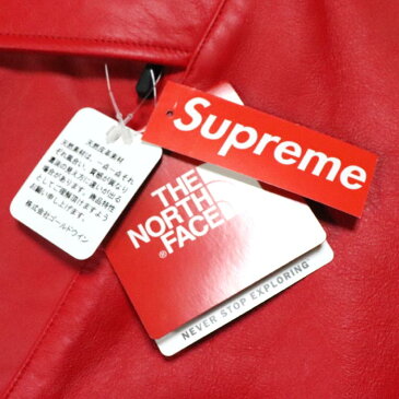 Supreme × The North Face /シュプリーム × ザ ノース フェイスLeather Mountain Parka /レザー マウンテン パーカー Red / レッド 赤TNF 2018AW 国内正規品 新古品【中古】