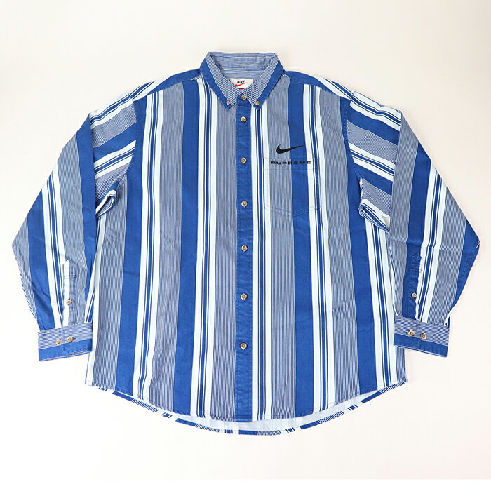 Supreme Nike Cotton Twill Shirt Blue Stripe /シュプリーム ナイキ コットン ツイル シャツ ブルー ストライプ 青2021SS 国内正規品 新古品【中古】