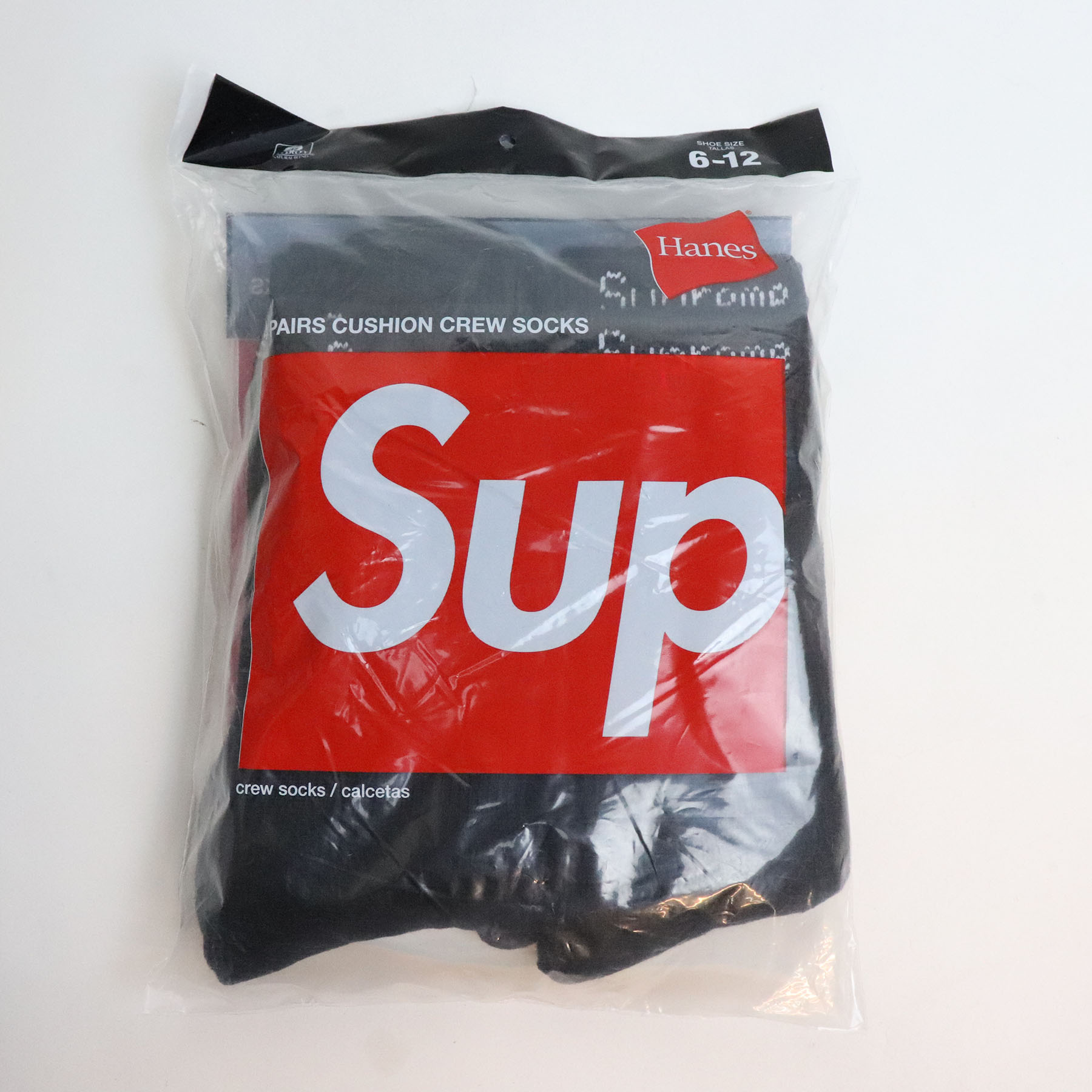 2022 Supreme Hanes / シュプリーム ヘインズCrew Socks (4 Pack) Black /クルーソックス (4パック) ブラック 黒2022 正規品 新古品【中古】