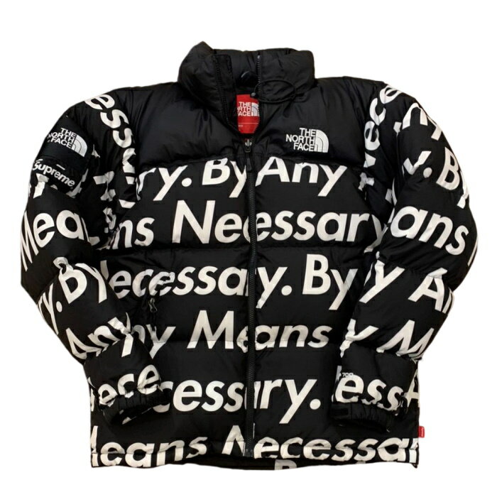 2015FW Supreme × The North Face /シュプリーム ノースフェイスBy Any Means Nuptse Jacket /バイ エニー ミーンズ ヌプシ ダウンジャケットBlack / ブラック 黒MサイズTNF 2015AW 国内正規品 美中古品【中古】