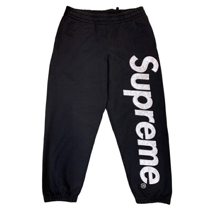 2022FW Supreme / シュプリームSatin Applique Sweatpant /サテン アップリケ スウェット パンツBlack / ブラック 黒2022AW 正規品 新古品【中古】