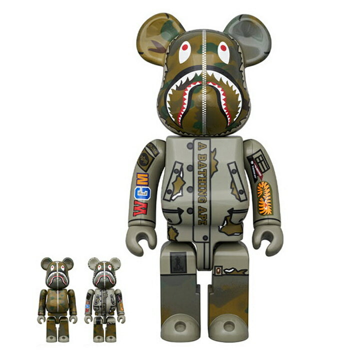 A BATHING APE × ALPHA INDUSTRIES /ア ベイシング エイプ × アルファ インダストリーズBAPE X ALPHA CAMO SHARK 2023 BE@RBRICK100% 2PCS & 400%ベイプ × アルファ ベアブリック2023AW 国内正規品 新古品