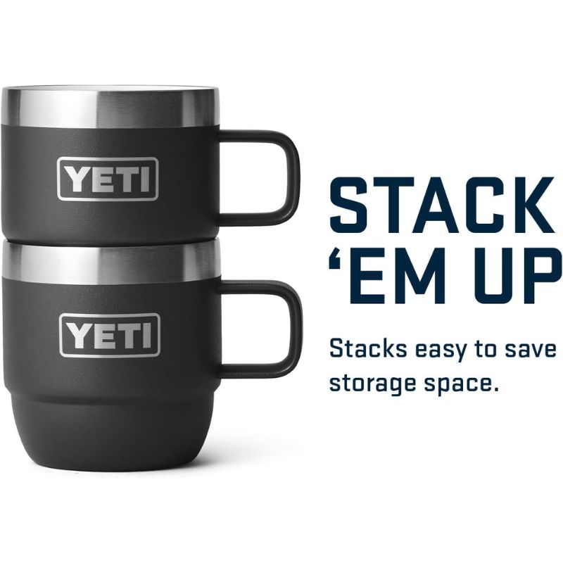 YETI イエティ ランブラー 177ml コーヒーマグ 2個セット スタッカブル マグ ステンレススチール コップ コーヒーカップ 珈琲 真空断熱 エスプレッソ ★Black ブラック★ ギフト キャンプ アウトドア マグカップ アメリカ輸入 クリスマス 誕生日 父の日 母の日 palmsamerica-10009462 パームスアメリカ サンプル画像3