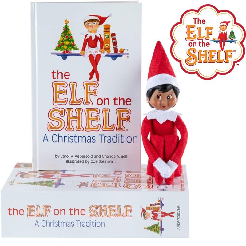 The Elf on the Shelf エルフ・オン・ザ・シェルフ ストーリーブック 茶色の目のガールスカウト エルフ付き 記念ボックス エルフの本 クリスマス 公式証明書付き