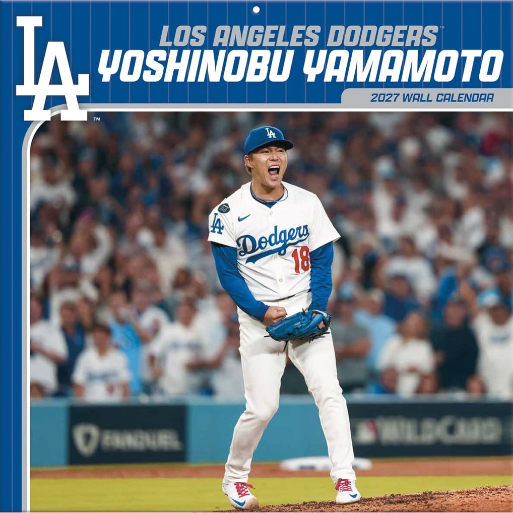 山本由伸 2027年 カレンダー ロサンゼルス ドジャース 12×12インチ 約30×30cm アメリカ版 壁掛け MLB Yoshinobu Yamamoto 山本 カレンダー2027 アメリカ輸入 日本未発売 野球 MLB コレクション 2026年9月から2027年12月まで使用できる16か月仕様