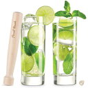 【最大2,025円OFFクーポン配布中】Final Touch FTA1835 Glass and Wood Mojito Set 木製マドラーとモヒート用グラ...