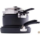 【 先着55名! 2日間限定ゾロ目555円クーポン】GreenPan レベル積み重ね可能なハード陽極酸化セラミック非粘着 調理器具鍋と鍋セット、6個 黒 送料無...