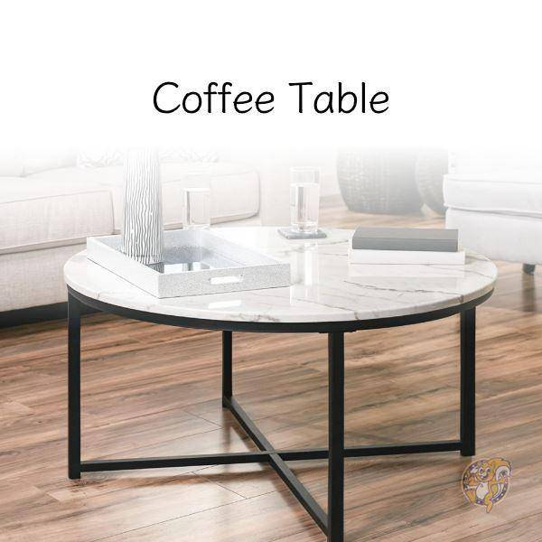 コーヒーテーブル 室内 リビング Round マーブル White/Black 送料無料