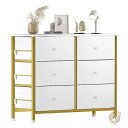 衣類ドレッサー 収納 クローゼット 6個引き出し付き インテリア White and Gold Dresser BOLUO ボルオ