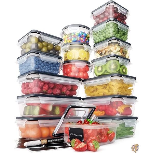 Chef's Path(シェフズパス) 食品保存容器セット プラスチック製気密容器 簡単に閉められるスナップ蓋付き 漏れ防止 送料無料