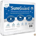 【最大2,025円OFFクーポン配布中】SureGuard マットレスカバー 完全防水 南京虫防止 低刺激性 高級ファスナー付き 6面型カバー クイーン ホワイ...