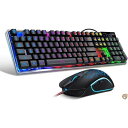 【30日限定500OFFクーポン配信】ゲーミングキーボードとマウスコンボ K1 LED レインボー バックライト付きキーボード 104キーコンピュータ PC ゲ...
