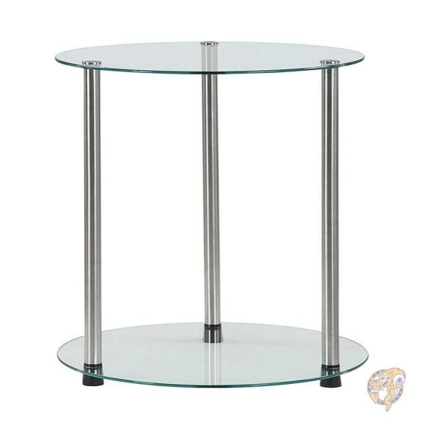 Convenience Concepts ガラス サイドテーブル2段 シルバーアメリカ輸入家具 アメリカ輸入雑貨 送料無料