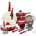 Greenlife 14Piece Nonstickセラミック調理器具セットwithソフトグリップ 16pc レッド 送料無料