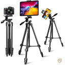 【30日限定500OFFクーポン配信】Lusweimi 60インチ三脚 iPad iPhone用 カメラ三脚 携帯電話用 2イン1 三脚マウントホルダー 携帯電...