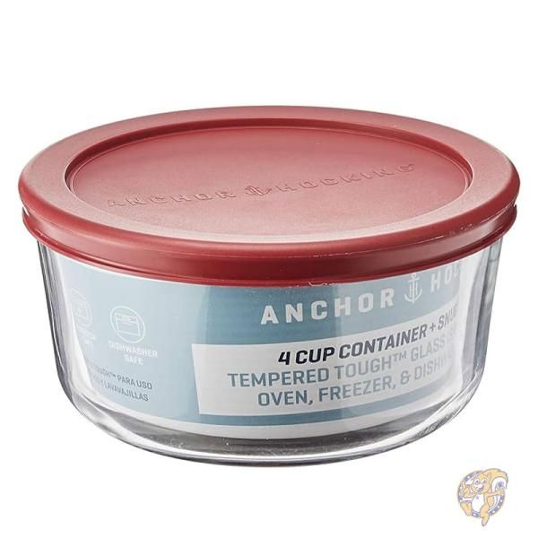 食品コンテナ 4カップ ガラス保存容器 蓋付き ガラス食品保存容器 4個セット 91548L11 Anchor Hocking