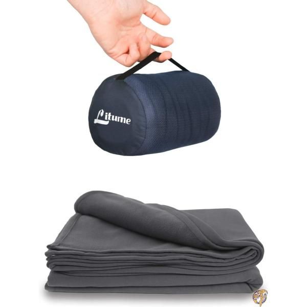 Litume トラベルブランケット 軽量 通気性 68 x 48インチ ソフト飛行機ブランケット 旅行者用 折りたた..