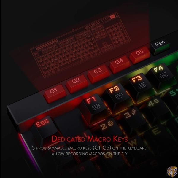 【ポイント3倍!3日20時〜5日】Redragon K580 青軸 ゲーミングキーボード メカニカルキーボード VATA RGB LEDバックライト 104キー衝突なし