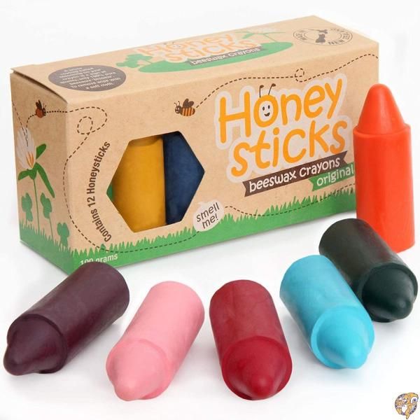 【 先着55名! 2日間限定ゾロ目555円クーポン】Honeysticks 100％純粋な蜜蝋クレヨン天然、非毒性、幼児、子供および子供のために安全、1年間プラス12パック 送料無料