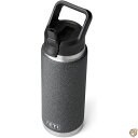 【30日限定500OFFクーポン配信】YETI (イエティ) Rambler 26オンスボトル 真空断熱 ステンレススチール ストローキャップ付き ブラックスト...