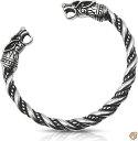 VikingsBrand バイキングブレスレット メンズ - 異教徒ジュエリー - 北欧の神オーディンウルフヘッドアームリング 送料無料