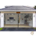 【24日20時1000円クーポン20名様】ガレージスクリーンドア 網戸 2台用ガレージ用 4.8x2,.1m ファイバーグラス マグネット式