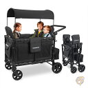 ベビーカー ワゴン (4人乗り) W4 エリート ワゴン ベビーカー 折りたたみ式 5点式ハーネス付きシート 調節可能なプッシュ ハンドル WONDERFOLD