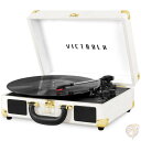 【最大2,025円OFFクーポン配布中】Victrola ビンテージ 3速 Bluetooth ポータブル スーツケース レコードプレーヤー 白 送料無料