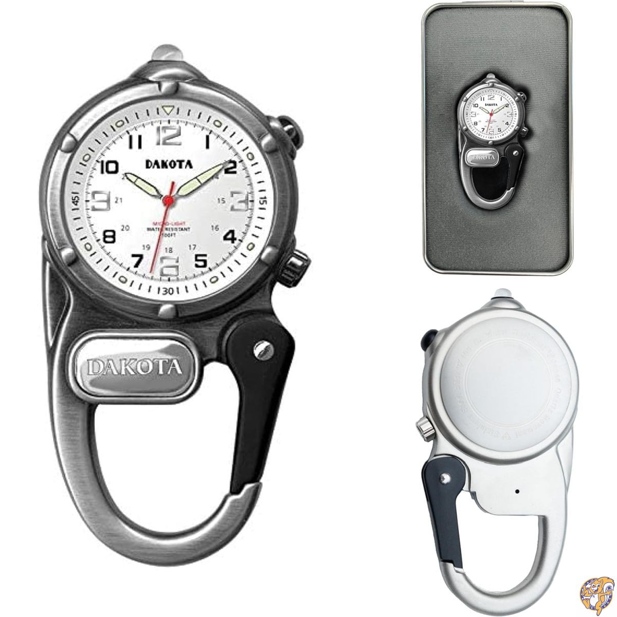 【10日26時間1000円クーポン20名様】Miniダコタ ミニクリップ マイクロライト クリップウォッチ カラビナウォッチ ライト付き時計 ユニセックス アウトドアギフト 釣り 狩猟 アウトドア LEDライト付きタクティカルウォッチ クリップオンウォッチ
