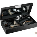 Watch and Sunglasses Box with Valet Tray for Men -14 Slot Luxury Display 送料無料