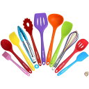 キッチン用品セット - 11調理器具セット - カラフルシリコンキッチン用品 - ノンスティック調理器具とスパチュラセット - 送料無料