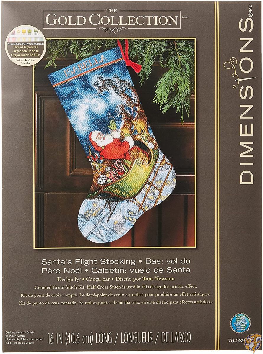 Gold Collection Santa's Flight Stocking Counted Cross Stitch-16