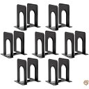 HappyHapi ブックエンドサポート 高耐久 メタルブラック ブックエンドサポート 6 x 5 x 6インチ 7ペアセット 送料無料