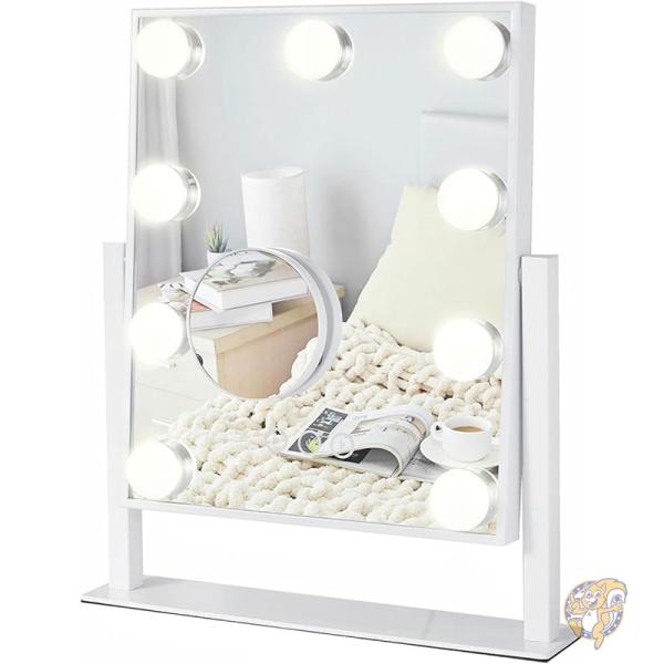 【クーポン配信中】バニティミラー ライト付き メイクアップミラー 3色照明モード 10倍拡大ミラー インテリア #1 NUSVAN ナスバン