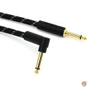 Fender シールドケーブル Deluxe Series Instrument Cable, Straight/Angle, 25', Black Tweed 08(2)