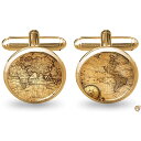 ZUNON 世界地図 カフスボタン 結婚式 ヴィンテージ 個性的なギフト 父 祖父 父 父 ネクタイ クリップ ブルー 送料無料