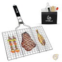 【 先着55名! 2日間限定ゾロ目555円クーポン】BBQ 魚 グリルバスケット 折りたたみ式 ハンドル 竹串50本 しつけブラシ キャリーバッグ付き アウトド...
