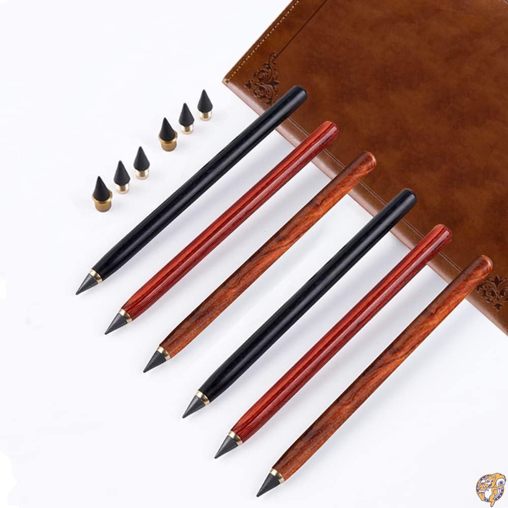 6本 インクレス Everlasting サンダルウッド鉛筆 Pencil 交換用ペン先6個付き 無限の鉛筆 無制限の筆記用鉛筆 学校やオフィスアート用 (6本...