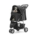 【30日限定500OFFクーポン配信】ペット猫犬ベビーカー 3輪 折りたたみ式 防水 ペット 猫犬 トラベルキャリア 軽量 MAG-A78-PS-001-BK ...