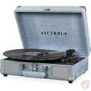 【ラスト700円クーポン!先着50名様】Victrola ヴィンテージ 3速 ブルーツース ポータブル スーツケース レコードプレーヤー デニムブルー(2)