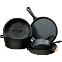 【 先着55名! 2日間限定ゾロ目555円クーポン】ロッジ キャストアイロン 調理器具 5ピースセット ブラック Lodge グリルパン ダッチオーブン 送料無...