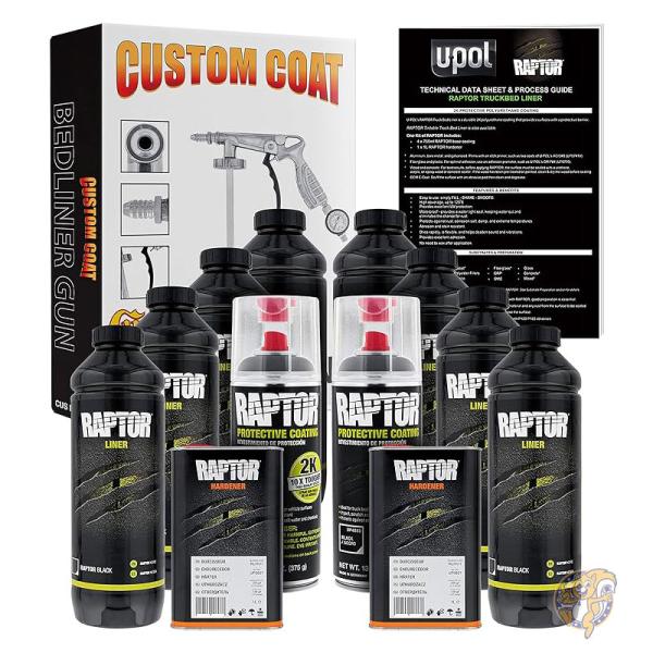 【ポイント3倍4日&5日】ブラックウレタンスプレー トラック荷台ライナー塗装キット カスタムコート スプレーガン 荷台ライナーエアゾール缶 Custom Sho...